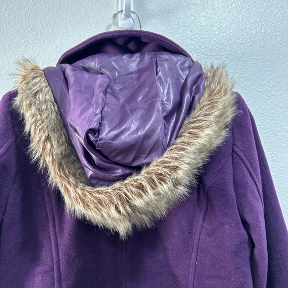 YMI Wool Blend Hooded Purple Coat SZ Small - Picture 4 of 13